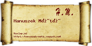 Hanuszek Máté névjegykártya